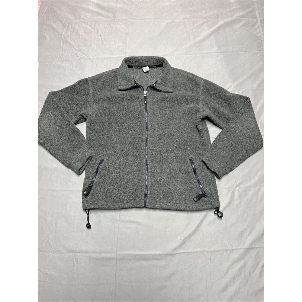 Columbia Fleece Full Zip Sweater Women's Size Large Gray Pockets Comfy Warm